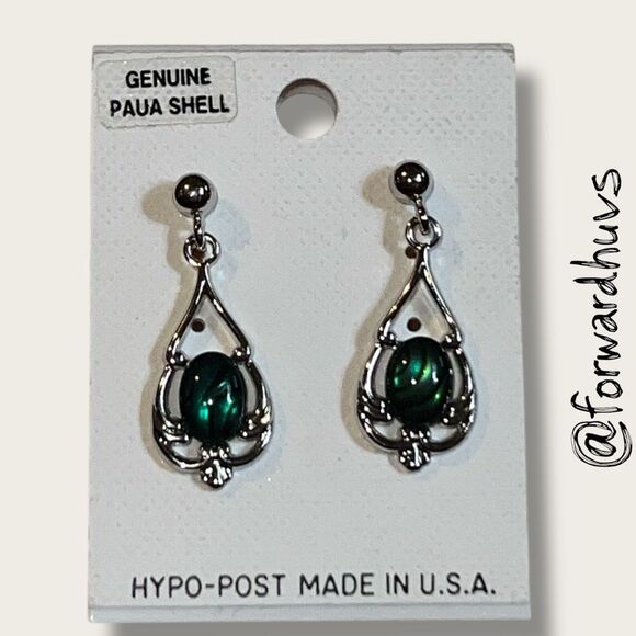 Bohemian Teardrop Earrings – Genuine Paua Shell - Picture 9 of 11